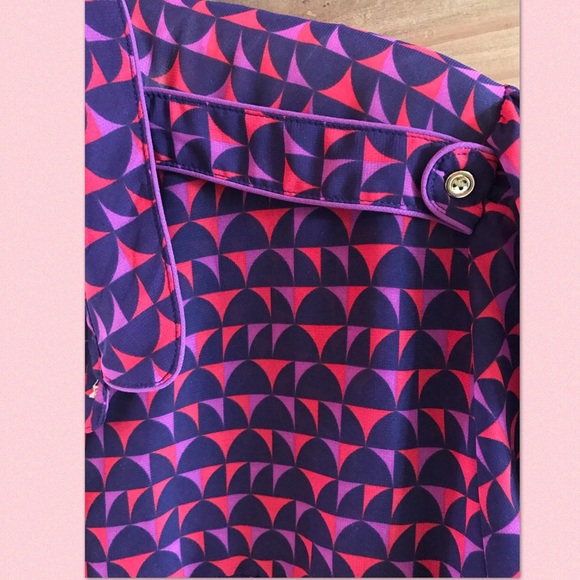 Purple & red BLOUSE w/epaulettes gold accent buttons XL/14/16 - Picture 5 of 8